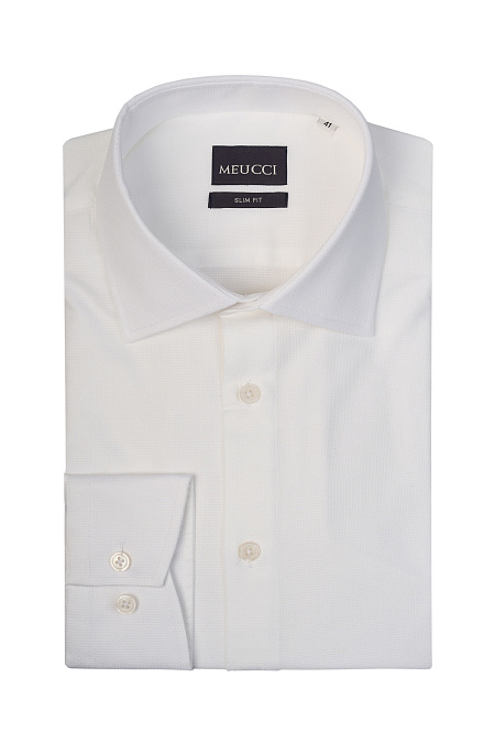 Модная мужская рубашка белого цвета  арт. SL 9020 RL 0191 BAS/231102 от Meucci (Италия) - фото. Цвет: Белый.
