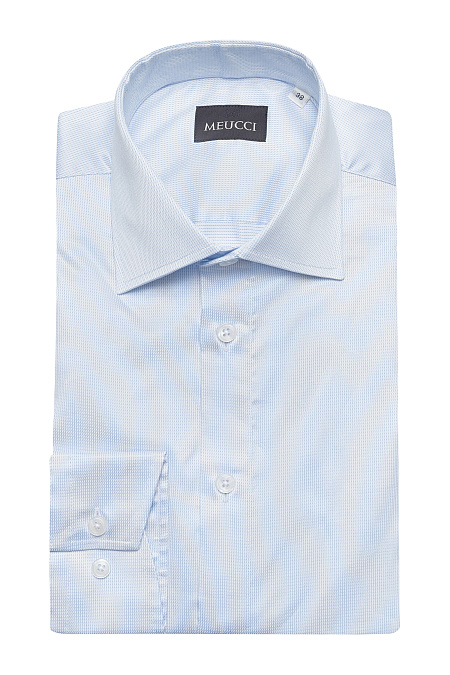 Модная мужская рубашка голубого цвета с микродизайном арт. SL 9020 RL BAS 0291/182060 от Meucci (Италия) - фото. Цвет: Голубой с микродизайном. Купить в интернет-магазине https://shop.meucci.ru

