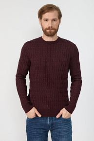Джемпер коричневый с дизайном в виде плетеных кос  (FASR-NECK/102022/ML0080)