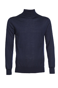 Водолазка из шерсти мериноса темно-синяя  (M-NECK/34760/5E1251)