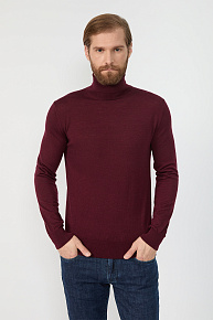 Водолазка из мериносовой шерсти бордового цвета  (T-NECK/12230/650)