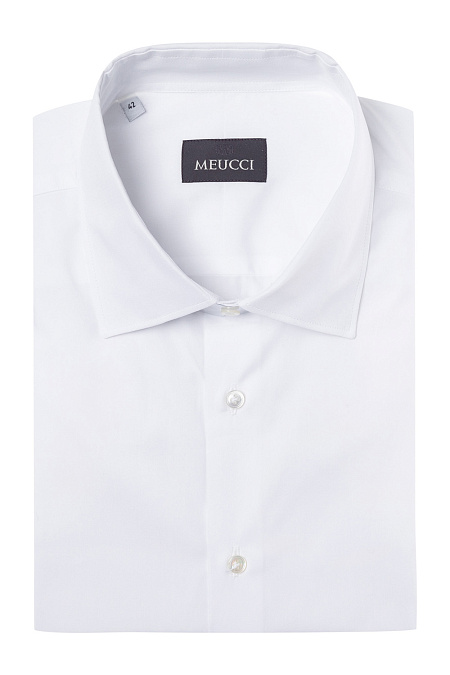 Рубашка белая с коротким рукавом для мужчин бренда Meucci (Италия), арт. SL 90202 R BAS 0191/141935K - фото. Цвет: Белый, гладь. Купить в интернет-магазине https://shop.meucci.ru
