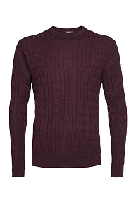 Бордовый джемпер с косами из шерсти мериноса  (FASR-NECK/16820/4M0833)