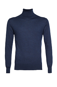 Водолазка из тонкой шерсти темно-синяя  (T-NECK/1002023/5M0668)