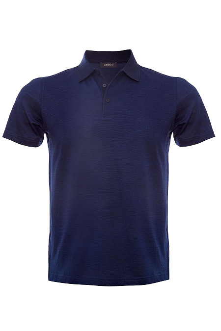 Поло темно-синее из хлопка  для мужчин бренда Meucci (Италия), арт. 4020 DW Blue - фото. Цвет: Темно-синий. Купить в интернет-магазине https://shop.meucci.ru
