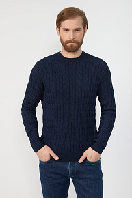 Джемпер темно-синий с дизайном в виде плетеных кос  (FASR-NECK/102022/ML0103)