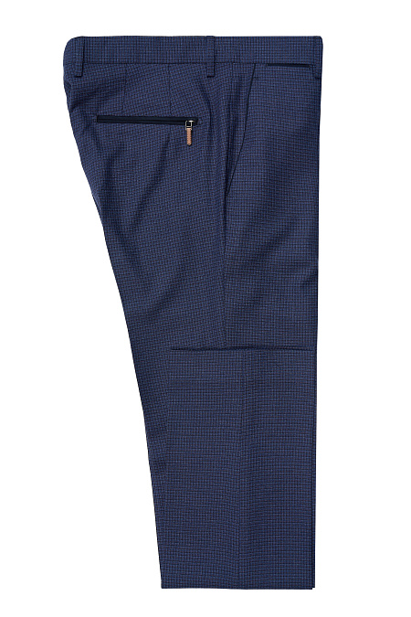Мужские брюки темно-синие в клетку арт. LP 6570 Navy Meucci (Италия) - фото. Цвет: Темно-синий в клетку. Купить в интернет-магазине https://shop.meucci.ru
