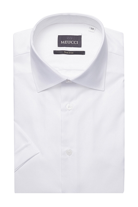 Модная мужская рубашка белая с коротким рукавом арт. SL 9020 RL BAS 0191/182050 K от Meucci (Италия) - фото. Цвет: Белый.

