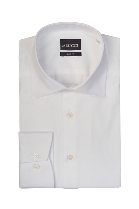 Модная мужская рубашка белого цвета  арт. SL 9020 RL 0191 BAS/231111 от Meucci (Италия) - фото. Цвет: Белый.
